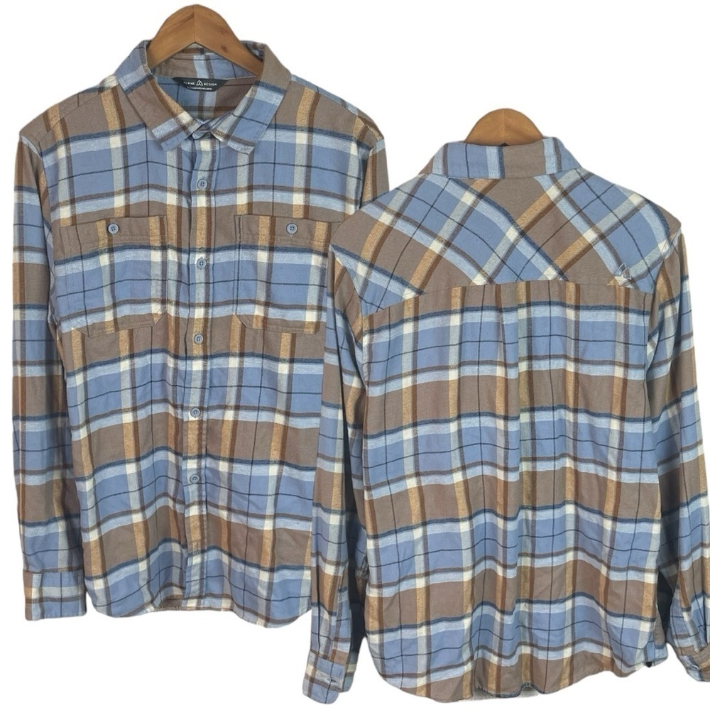 BF1458 Men’s Alpine Design Plaid Flannel Button Down Shirt L